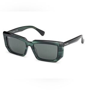 MaxMara MM2106 Longarone Green Rectangular Sunglasses NIC Case, Cloth, Leaflet